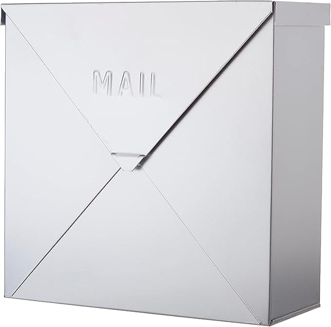 NACH Mailboxes for Outside Wall Mount, 10 x 10 x 4 inch Silver Mail Boxes for House Outside, Waterproof Mailboxes for Outside - Chicago Style Mail Box