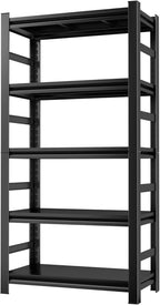 Garage Shelving Units, Heavy Duty 5-Tier Storage Shelves, Metal Adjustable Storage Rack, Steel Shelves, 2750 lbs Capacity, Industrial Shelving for Heavy Tools (Black, 15.74"Dx31.50"Wx62.99"H, 5-tier)