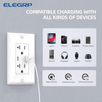 ELEGRP Wall Outlet, 20 Amp C Wall Outlets Receptacles, Outlets with A and C Ports, Tamper Resistant Receptacle, Wall Plate Included, UL Listed, 1 Pack, White