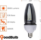 GoodBulb 20-Watt Acorn Light Retrofit LED Light Bulb High Output 2600 Lumens E26 Base Adapter 5000K Daylight White Light Color Car Dealership Lighting
