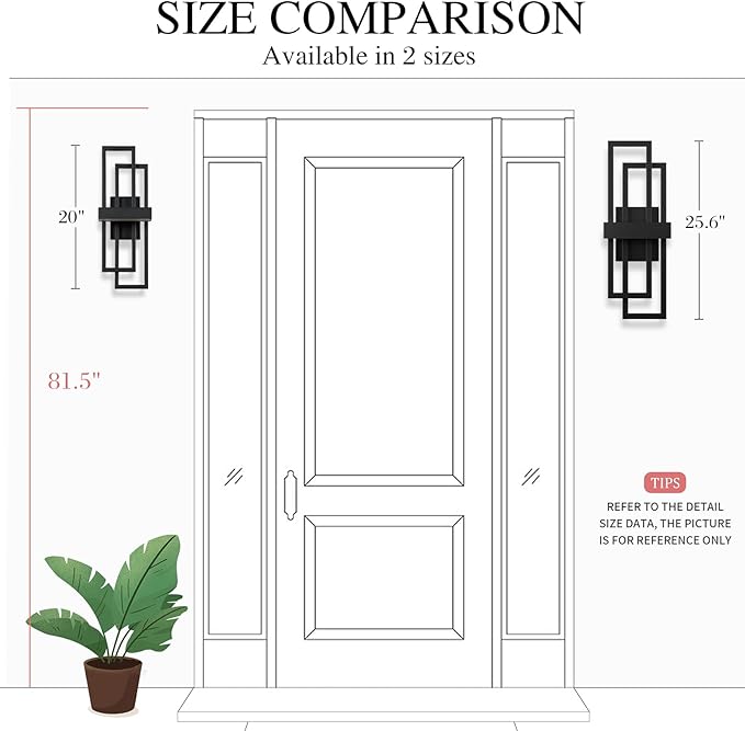 LamQee 25.6 Inch Modern Outdoor Wall Lights, Integrated LED 1200LM Large Exterior Lighting Fixture Dual Rectangle Outdoor Sconce, Black Metal Wall Mount Porch Light Outside Lamp for House Garage Patio