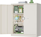 Greenvelly Metal Storage Cabinet, 36" Locking Storage Cabinet with Doors and Shelves, Lockable Storage Cabinets for Home Office, Utility Locker Cabinet, Steel Garage Cabinet with 2 Keys, Gray