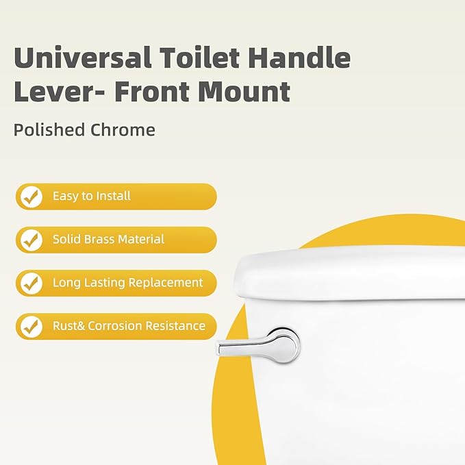 iFealClear Universal Metal Toilet Handle Replacement Kit, Front Mount Toilet Flush Handle Replacement Compatible with Kohler, American Standard, TOTO, Mansfield, Solid Brass, Chrome
