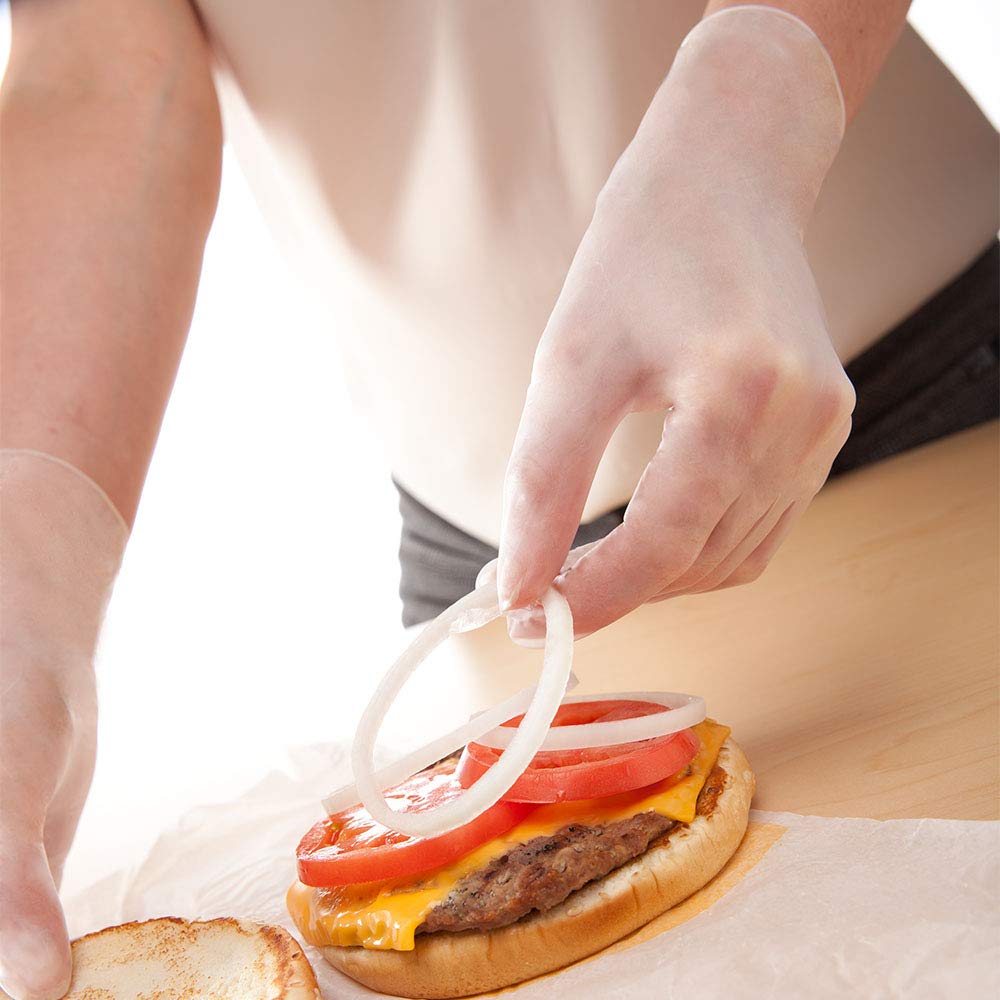 TRONEX 8973 Vinyl Disposable Gloves, Latex-Free, Powder-Free, Food Service, Catering, Natural, X-Large, Case of 1000