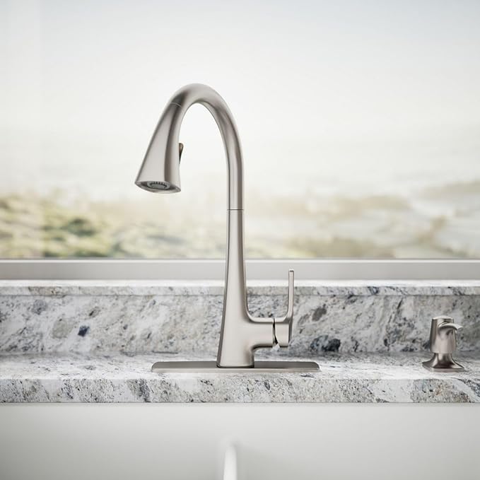 KOHLER R22867-SD-VS Maxton Pull-Down Kitchen Faucet with Soap Dispenser/Lotion Dispenser, Kitchen Sink Faucet with Pull Down Sprayer, Vibrant Stainless