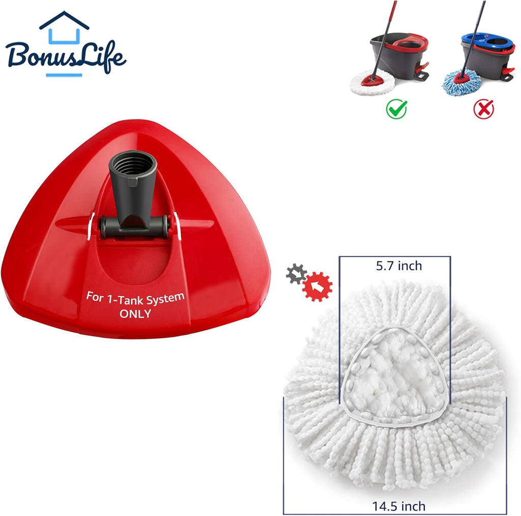 BonusLife Refill for O-Ceda EasyWrin Spin Mop Head 1-Tank System Only, 6 Refills