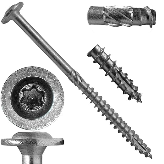 Jake Sales #15 x 4 Construction Lag Screw Stainless Steel T-30 Torx/Star Drive Heavy Duty Lag Screw Far Superior to Common Lag Screws Modified Truss Washer Head (50 Screw Count)