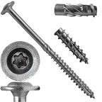 Jake Sales #15 x 4 Construction Lag Screw Stainless Steel T-30 Torx/Star Drive Heavy Duty Lag Screw Far Superior to Common Lag Screws Modified Truss Washer Head (50 Screw Count)