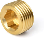 GASHER 20Pcs Brass Pipe Fitting,1/8" 1/4" 3/8" 1/2" NPT Brass Internal Hex Thread Socket Pipe Plug Set