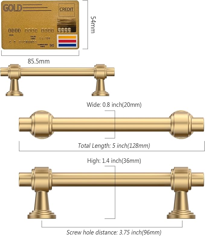 Amerdeco 10 Pack Champagne Bronze Cabinet Pulls 3.75 Inch(96mm) Hole Center Drawer Pulls Cabinet Hardware Kitchen Cabinet Handles for Bathroom Dresser Pulls ZH0069
