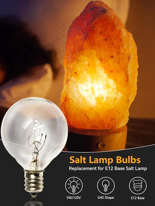 SUNSGNE G40 Replacement Light Bulbs, 5 Watt Clear Bulbs 1.5 Inch Globe Light Bulbs for Indoor Outdoor String Lights Replacement, Fits E12/C7 Screw Base Socket, 50 Pack