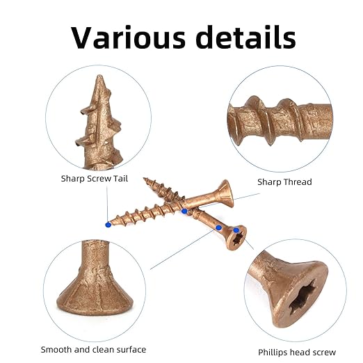 Deck Screws #8 x 1-1/2’’, T25 Star Torx Drive Flat Head Wood Screws, Brown, 5lb