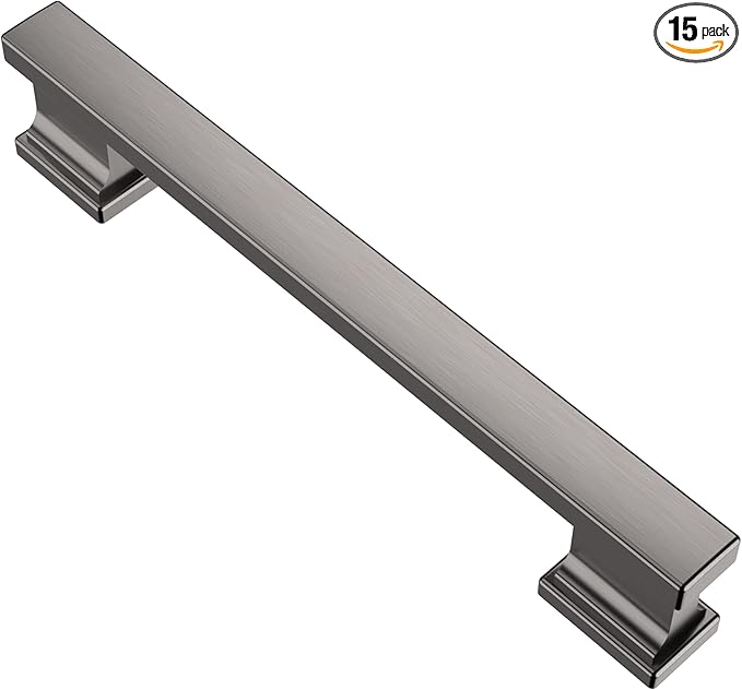 Alzassbg 15 Pack Brushed Black Nickel Cabinet Pulls, 5 Inch(128mm) Hole Centers Kitchen Cabinet Handles for Cabinets and Drawers AL3061BBN