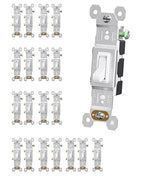 Self-Grounding ON Off Toggle, Residential Grade, UL Listed, Quickwire Push-in & Side Wired (White, 20 Pack)