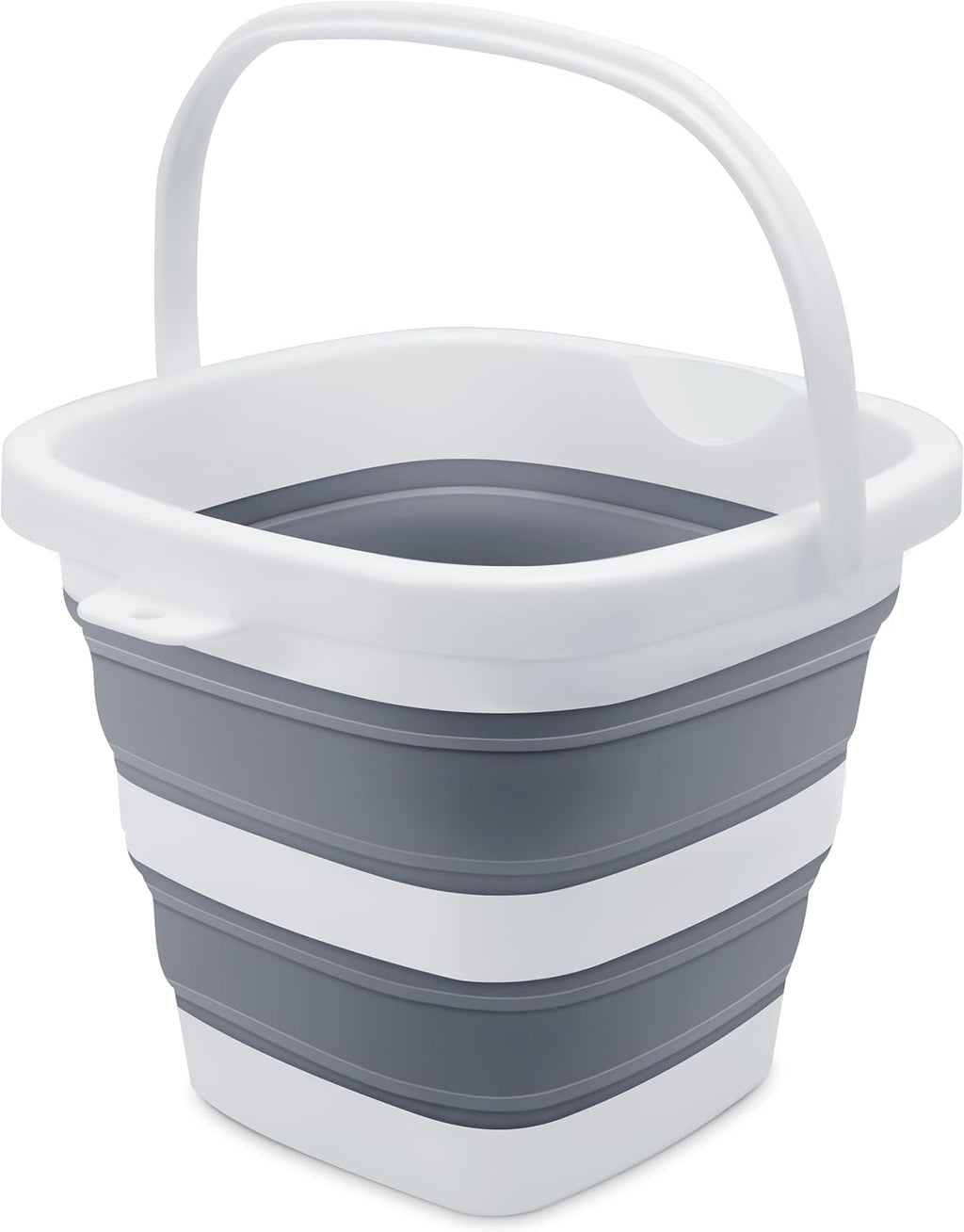 Small Collapsible Bucket, 1.4Gal/5L BPA-Free - Foldable Water Pail for Car Washing, Camping, Beach - Portable Lightweight Storage for Outdoor, RV, Travel (Grey)