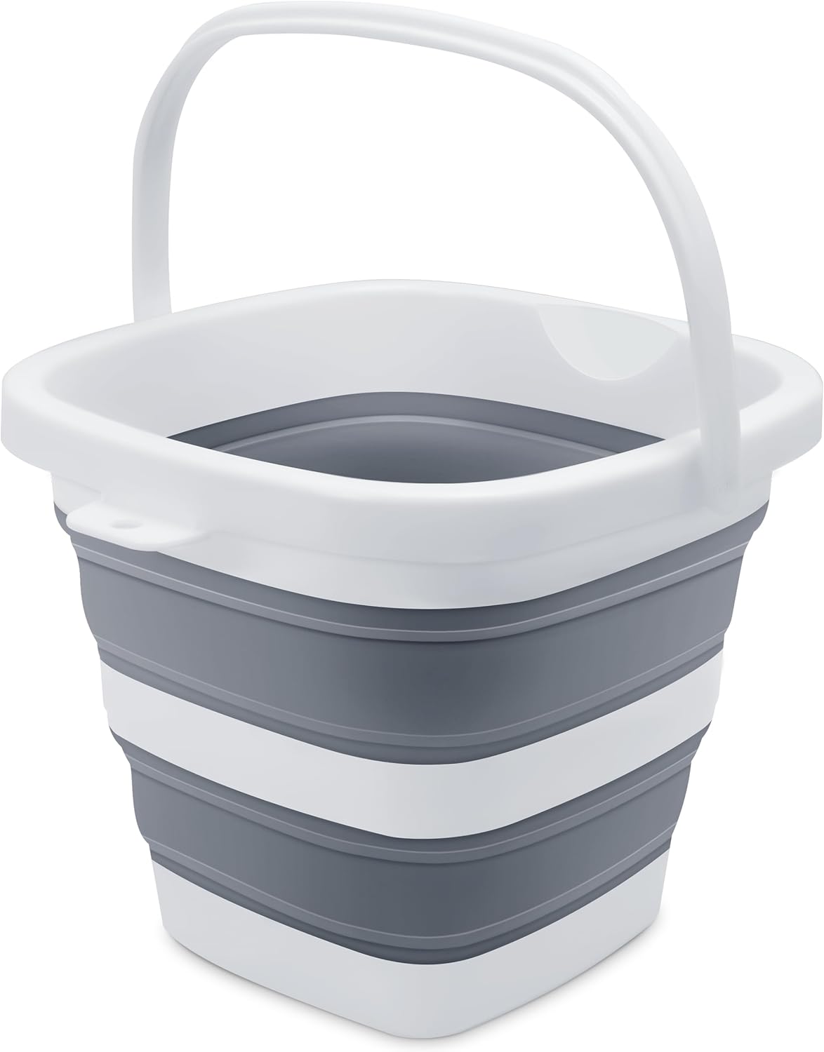 Small Collapsible Bucket, 1.4Gal/5L BPA-Free - Foldable Water Pail for Car Washing, Camping, Beach - Portable Lightweight Storage for Outdoor, RV, Travel (Grey)