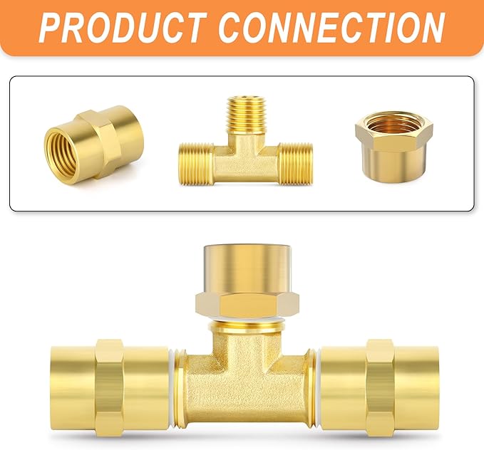 GASHER 3/8"NPT Brass Pipe Cap, NPT Female Thread Socket Pipe End Cap Plugs Fitting 5PCS