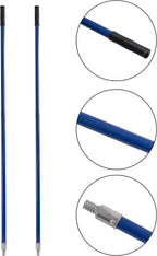 Matthew Cleaning Commercial Screw On Mop Handle for Floor Cleaning Heavy Duty Mop Head Replacement Holder 60inch with Threaded Metal Tip(Blue, 6 Pack)