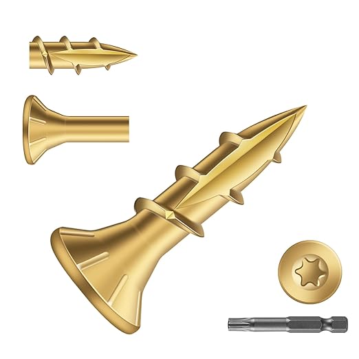 #8 x 5/8" Deck Screws (295Pcs) 1lb. Exterior Wood Screws. Carbon Steel, Tan, Flat Head, Rust Resistant epoxy Coated, with T25 Star Bit