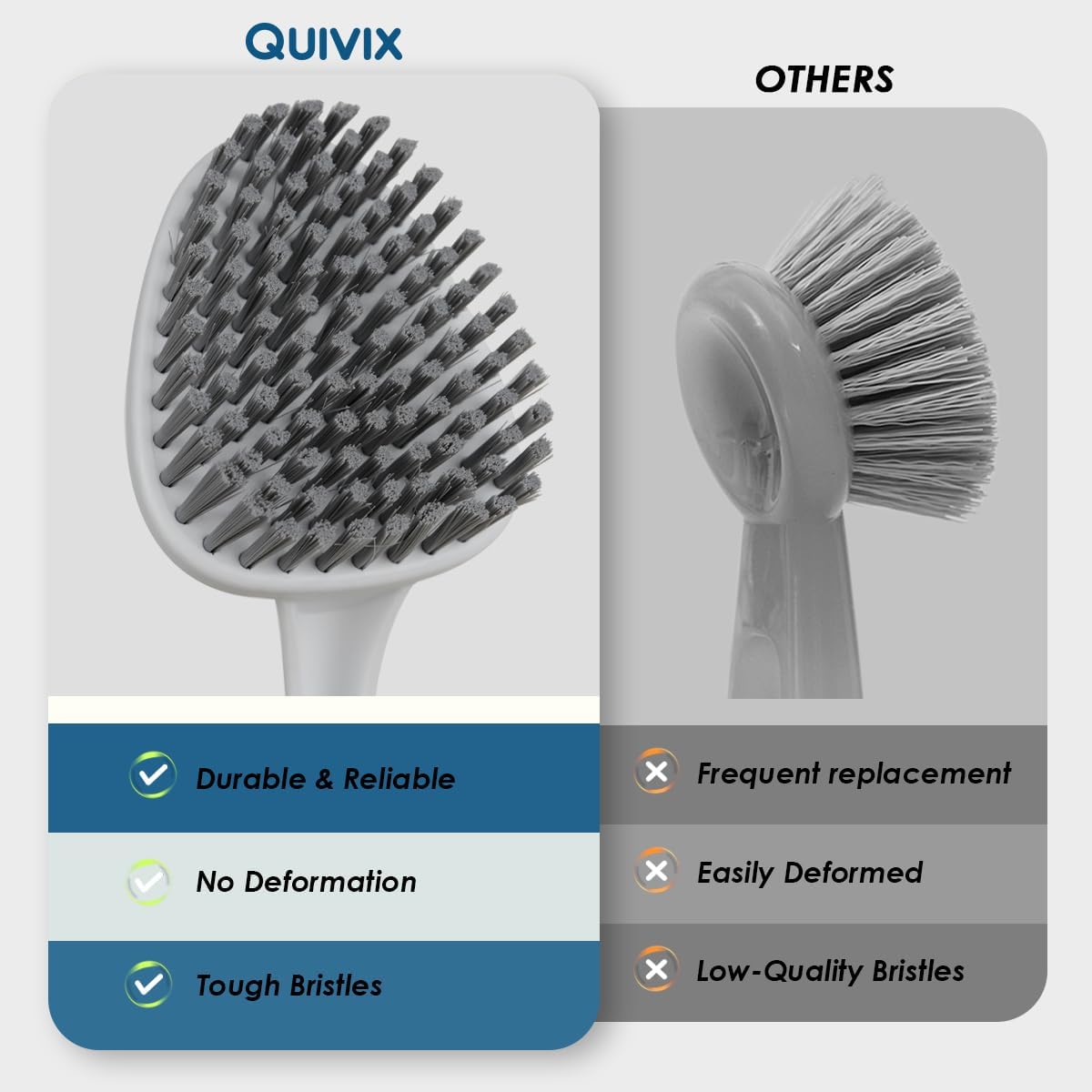 3 Pack Heavy Duty Bathroom Scrub Brush with Long Handle, Stiff Bristles Grout Brush, Scrub Brushes for Cleaning Bathroom, Shower, Tile, Tub, Carpet, Kitchen, Sink (Crystal Gray)