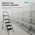 SIMPLI-MAGIC 4-Step Ladder, 800 LBS Capacity Folding Step Stool – Anti-Slip Wide Steps & Handgrip – ANSI Certified Lightweight & Durable Steel Stepping Stool for Kitchen, Home, Office & Garage