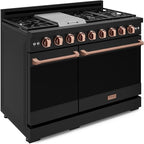 Gordon Ramsay by THOR Kitchen 48 Inch Professional Liquid Propane Range with Tilt Panel Touch Control in Black/Rose Gold