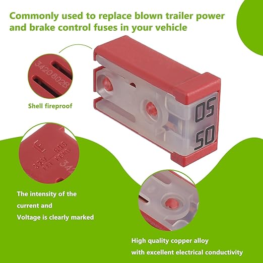 50A 32V Mini Slotted Automotive MCASE Shaped Cartridge Fuse Kit(Pack of 6pcs,50A)