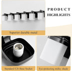 6-Light Black Bathroom Light Fixtures, E26 Base Vanity Lights for Bathroom Mirror Lamp with Milky White Square Glass Shade, Modern Wall Sconce Light Kitchen Light Fixtures Led Vanity