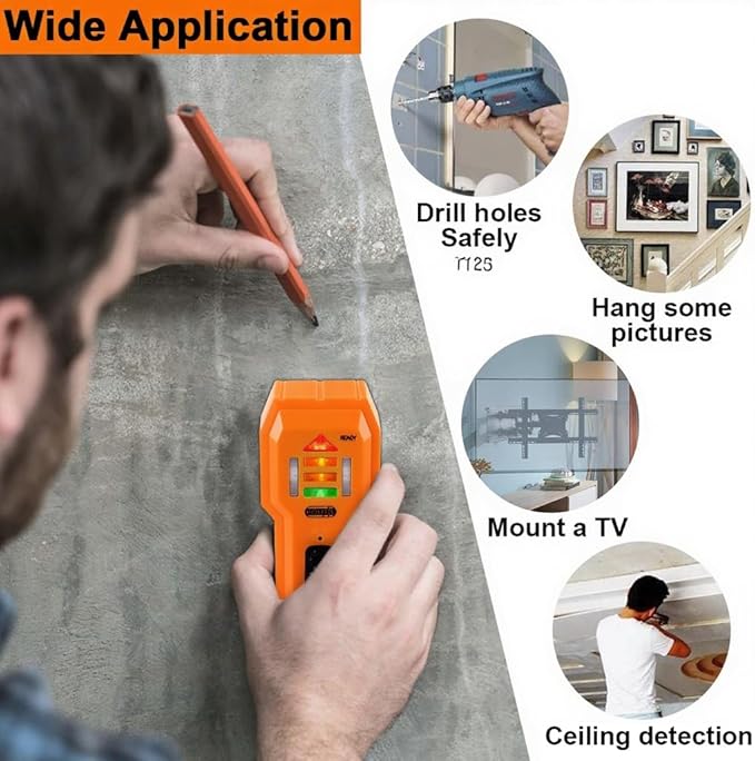 Stud Finder Wall Scanner Wood and Metal Detector Sensor for 3/4 inch Thickness Wall (ST102-Orange)