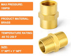 GASHER 4PCS Metals Brass Pipe Fitting, Hex Nipple Brass Hex Coupler, 1" x 1" NPT Male Thread Pipe, 1Inch x 1Inch NPT Female Thread Pipe