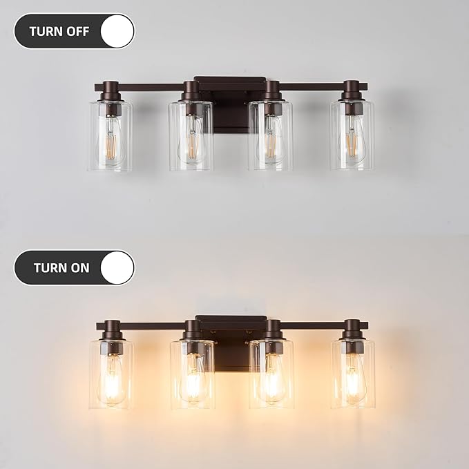 4 Lights Bathroom Lighting Fixtures Over Mirror Oil Rubbed Bronze Bathroom Vanity Light Fixture Farmhouse Vanity Light Vintage for Bedroom Living Room Hallway