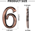 10Pcs Mailbox Numbers for outside 0-9, 2.75 inch 3D Self Adhesive Street Address House Door Numbers Signs for Apartment,Office,Cars,Mailboxes (Bronze)