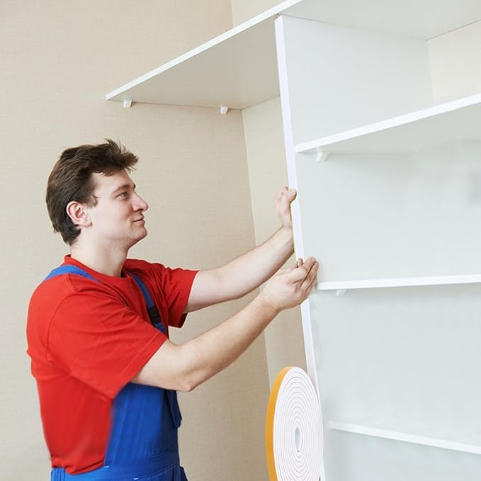 32Feet Weather Stripping Seal 1/4 Inch X 1/16 Inch for Door Window, High Density Foam Tape, Soundproofing, Insulation Strip, Door Sealers for Door Frame- White