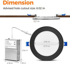 48 Pack Black 6 Inch Led Recessed Lights with Night Light, Canless Ultra Thin Wafer Soffit Recessed Lighting Downlight, Dimmable & 5 Color Temperature Selectable, 12W, ETL