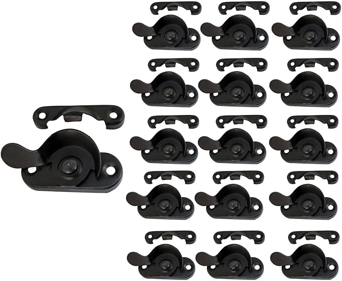 QCAA Steel Window Sash Lock, CTC 2", Matte Black, 16 Pack, Made in Taiwan