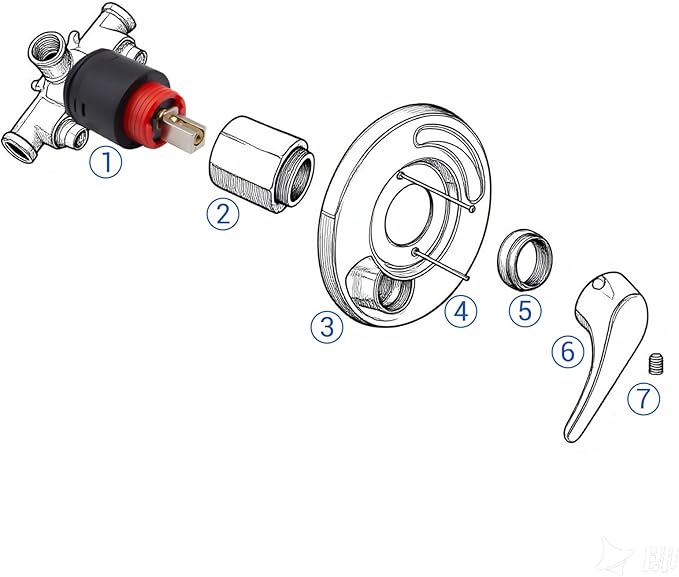 N40HLC Shower Cartridge Replacement, Compatible with RK7300-CART-3P, JH02BJ, HL-40, Fits Zurn Temp-Gard III Series Single Handle Shower/Tub Faucets, 40mm Ceramic Mixer Valve (1 Pack)