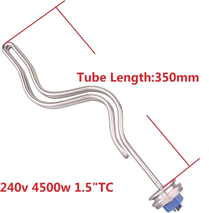 DERNORD 1.5" Inch (OD50.5mm) Tri-clamp Ripple Heating Element Electric Immersion Water Heater 240V 4500W
