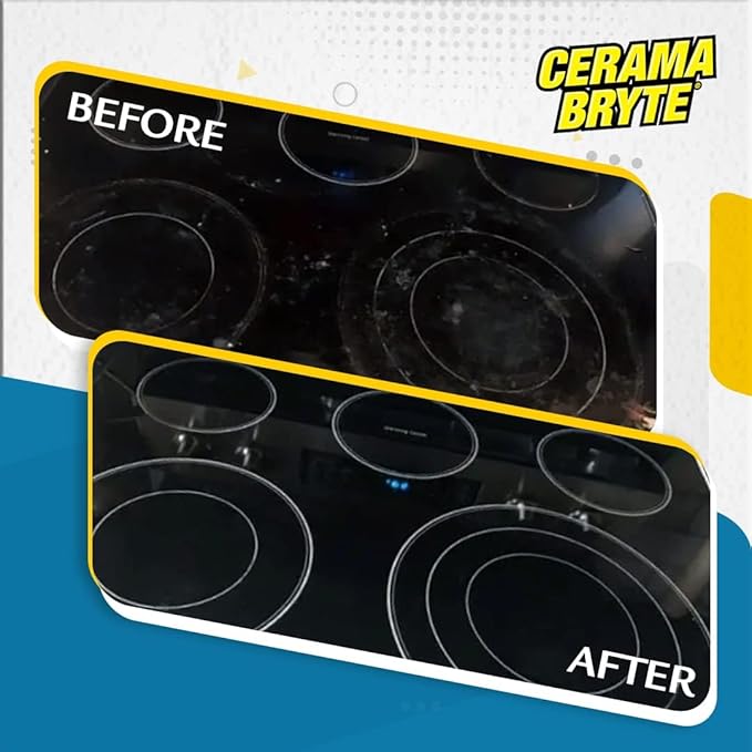 Cerama Bryte Removes Tough Stains Cooktop and Stove Top Cleaner for Glass - Ceramic Surfaces, 18 Ounces, 4 Pack