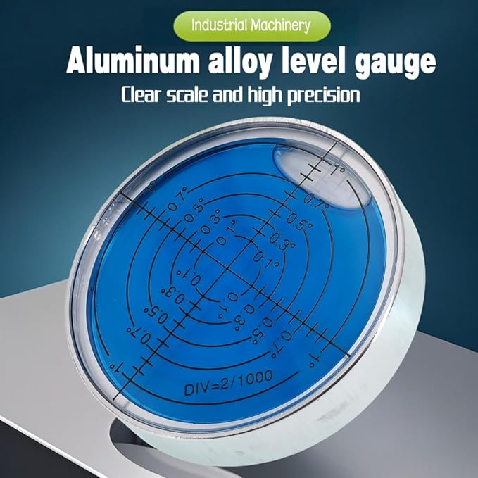 6'/2mm Point high Precision Universal Level Bubble Metal Bubble Water Leveler Cross Level Gauge Small Household (Blue Luminous Magnetic)