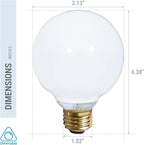 (4 Pack) G25 Incandescent Incandescent Light Bulb 2700K Soft Light, Decorative Globe Light Bulbs,E26 Medium Base, Perfect for Pendant Bathroom/Vanity Mirror Makeup, Dimmable. (White-Finish, 25-Watt)