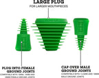 HEMPER Plugs + Caps | Universal Cleaning Plugs for Glass Water Pipes and More | Fits Male & Female Joints | Leak-Proof Seal Cleaning | Durable, Reusable & Easy to Use - (Green)