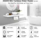 Thermoflow 240V Electric Mini Tankless Water Heater Point of Use On Demand Instant Hot Water Heater for Sinks Wall Mounted, CSA Certified 5.5kW Hard Wired