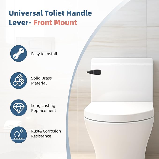Universal Toilet Handle Replacement Kit, Front Mount Toilet Trip Lever Compatible with American Standard Toilet, Brass Toilet Flusher Replacement with Stainless Steel Flapper Chain, Oil Rubbed Bronze