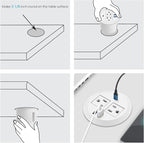 3 inch Desktop Power Grommet USB C,20W Fast Charging Station,Furniture Recessed Power Strip,2 Outlets,3 USB Ports,Flush-Mount for Desktop, Workspace Essential Desk Outlet,2 Pack (White)