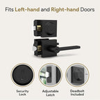 Mega Handles Prime Entrance Combo, Entry Lever Door Handle and Single Cylinder Deadbolt Lock and Key Combo Pack, Heavy Duty Square Locking Door Levers Set for Left or Right-Handed Doors - Matte Black