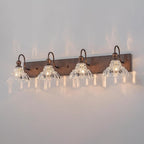 EDISLIVE Vintage Vanity Light for Bathroom ORB 4-Light Bath Wall Light Fixture with Clear Flower Glass Shades 36.22" E12 Antique Wall Sconce for Bedroom Hallway Living Room Vanity Mirror