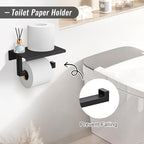 YACVCL 5 Pieces Matte Black Bathroom Hardware Accessorie Set 23.6 Inch Towel Bar Set SUS304 Stainless Steel Towel Rack&Holder Set for Bathroom,Toilet Paper Holder with Shelf Wall-Mounted