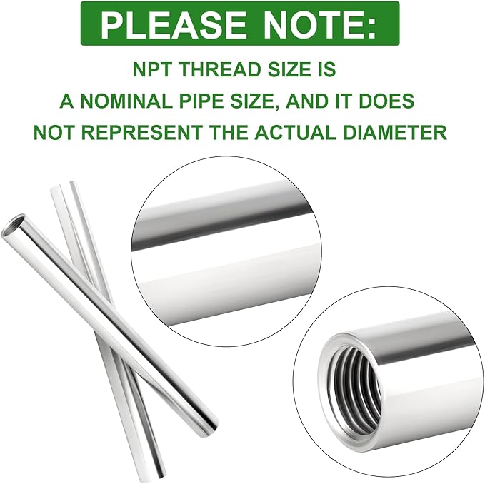 TAISHER 2PCS Stainless Steel Pipe Fittings, 3/4" NPT Female x 3/4" NPT Female Threaded, 16" Length Nipple Cast Pipe