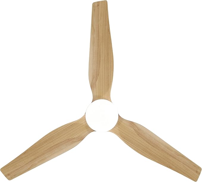 52" Ceiling Fan with Light - Low Profile Flush Mount Ceiling Fan, 6-Speed Remote Control, Solid Wood, Quiet Reversible DC Motor, Wood/White Finish, for Bedroom, Living Room, Porch