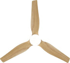 52" Ceiling Fan with Light - Low Profile Flush Mount Ceiling Fan, 6-Speed Remote Control, Solid Wood, Quiet Reversible DC Motor, Wood/White Finish, for Bedroom, Living Room, Porch